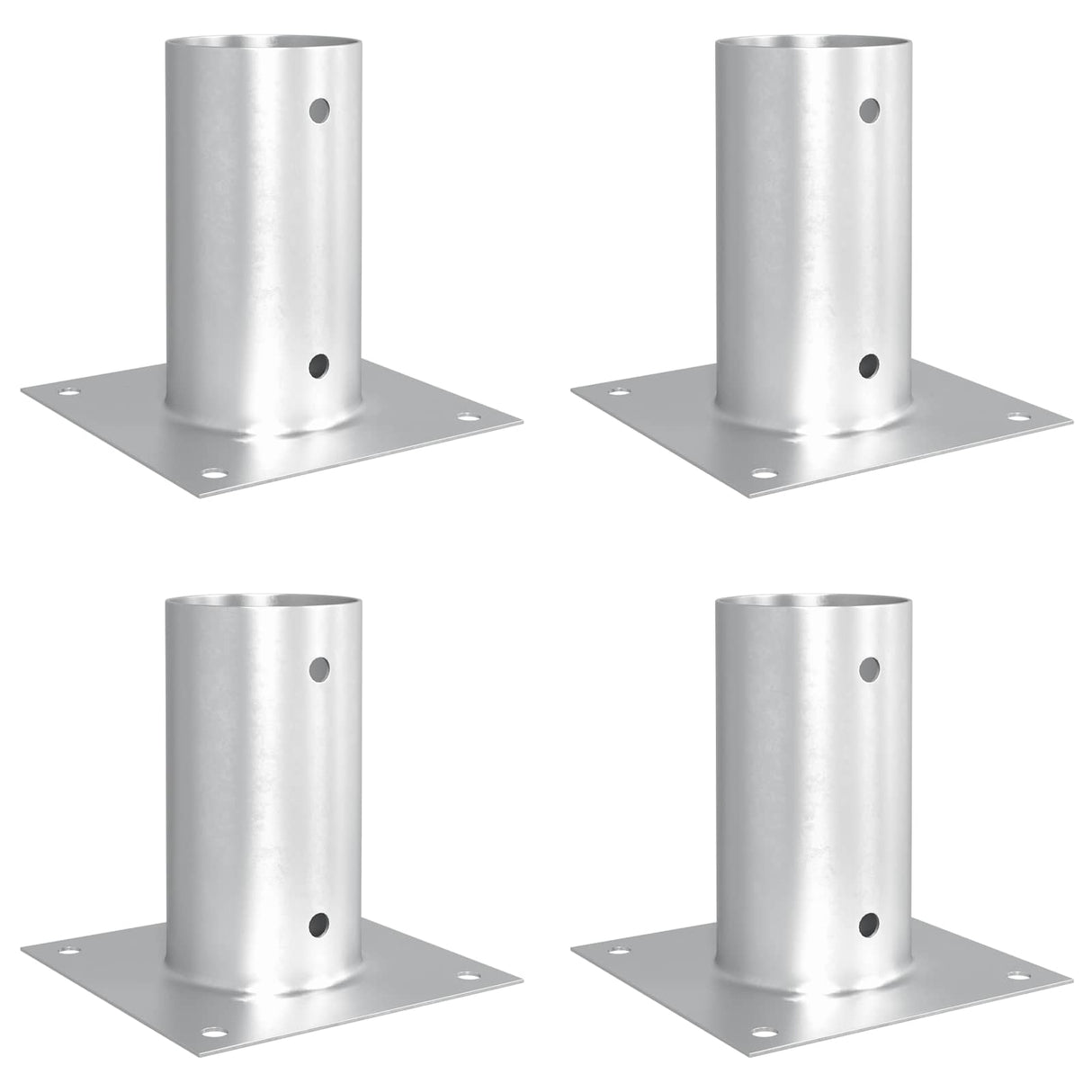 vidaXL Ronde Grondanker 4 pcs Zilverkleurig 15 x 15 x 15 cm Metaal