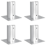 vidaXL Ronde Grondanker 4 pcs Zilverkleurig 15 x 15 x 15 cm Metaal