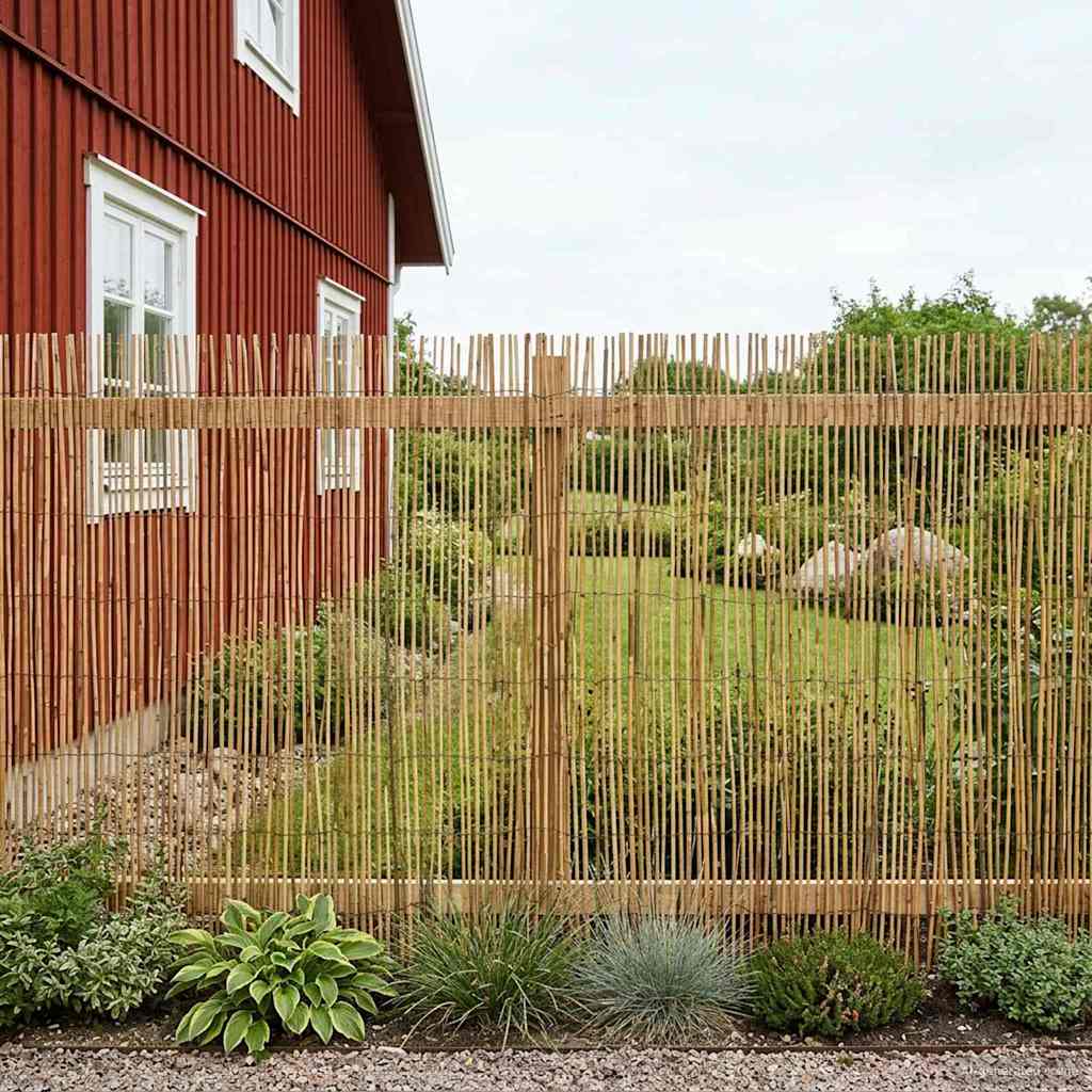 vidaXL Tuinhek Gecarboniseerd 500 x 100 cm Riet