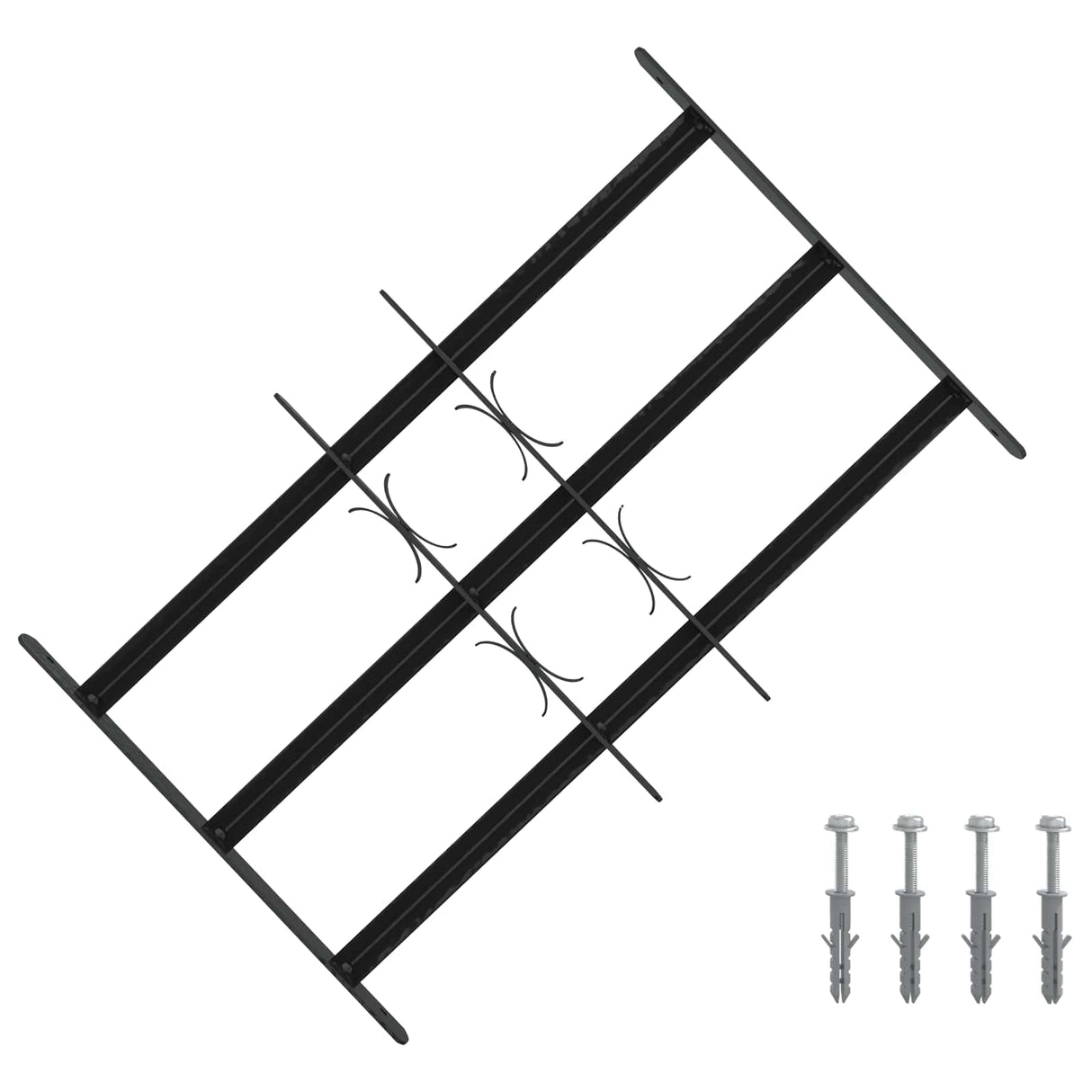 vidaXL Window Security Grille 76 x 30 cm Powder-Coated Steel Black