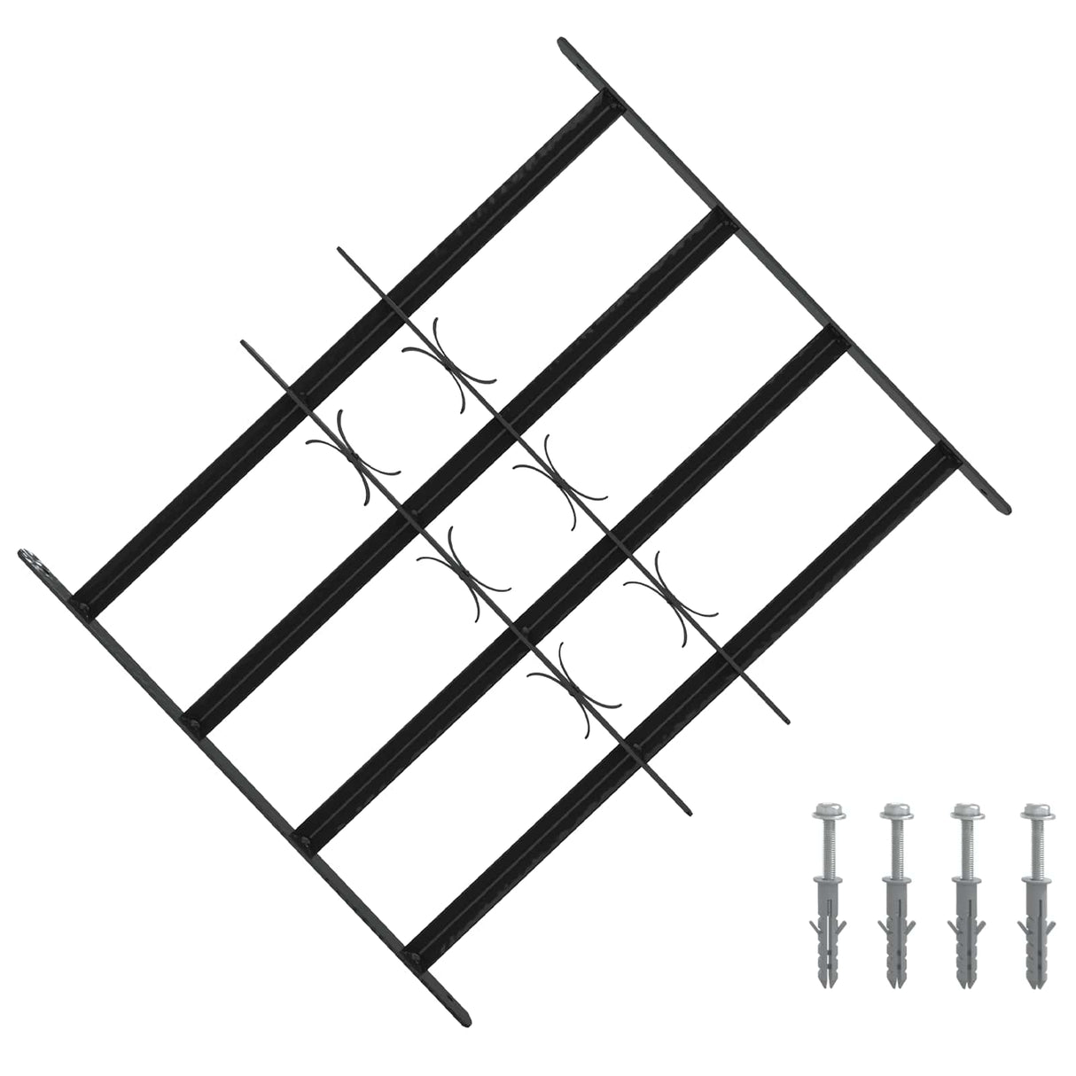 vidaXL Window Security Grille 76 x 30 cm Powder-Coated Steel Black