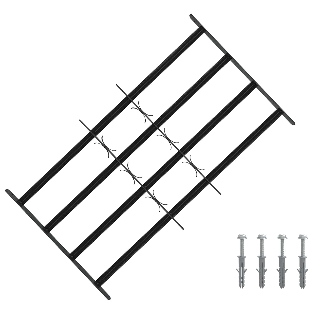 vidaXL Window Security Grille 76 x 30 cm Powder-Coated Steel Black