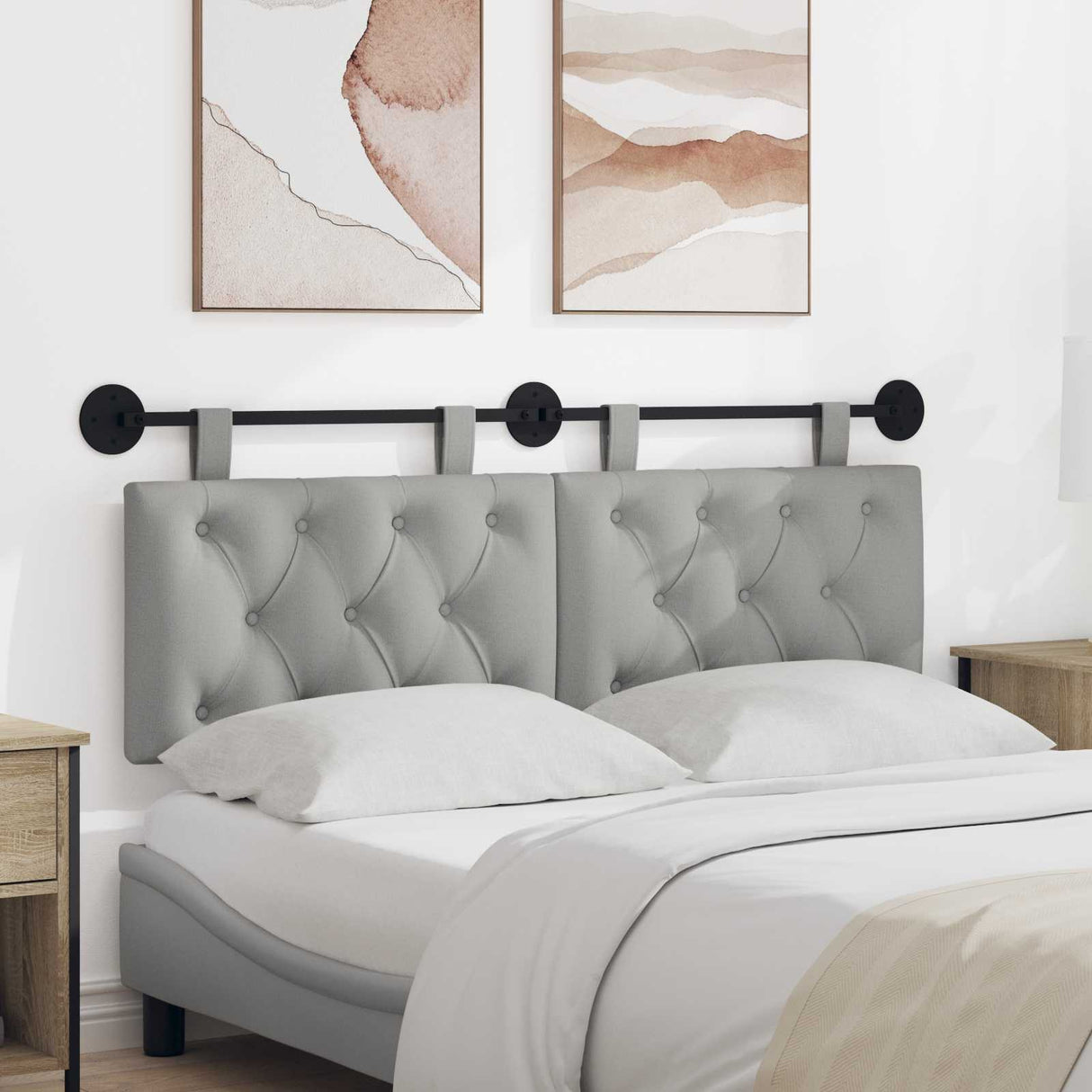 vidaXL Tête de lit suspendue Jean bleu 90 x 55 x 7 cm Tissu