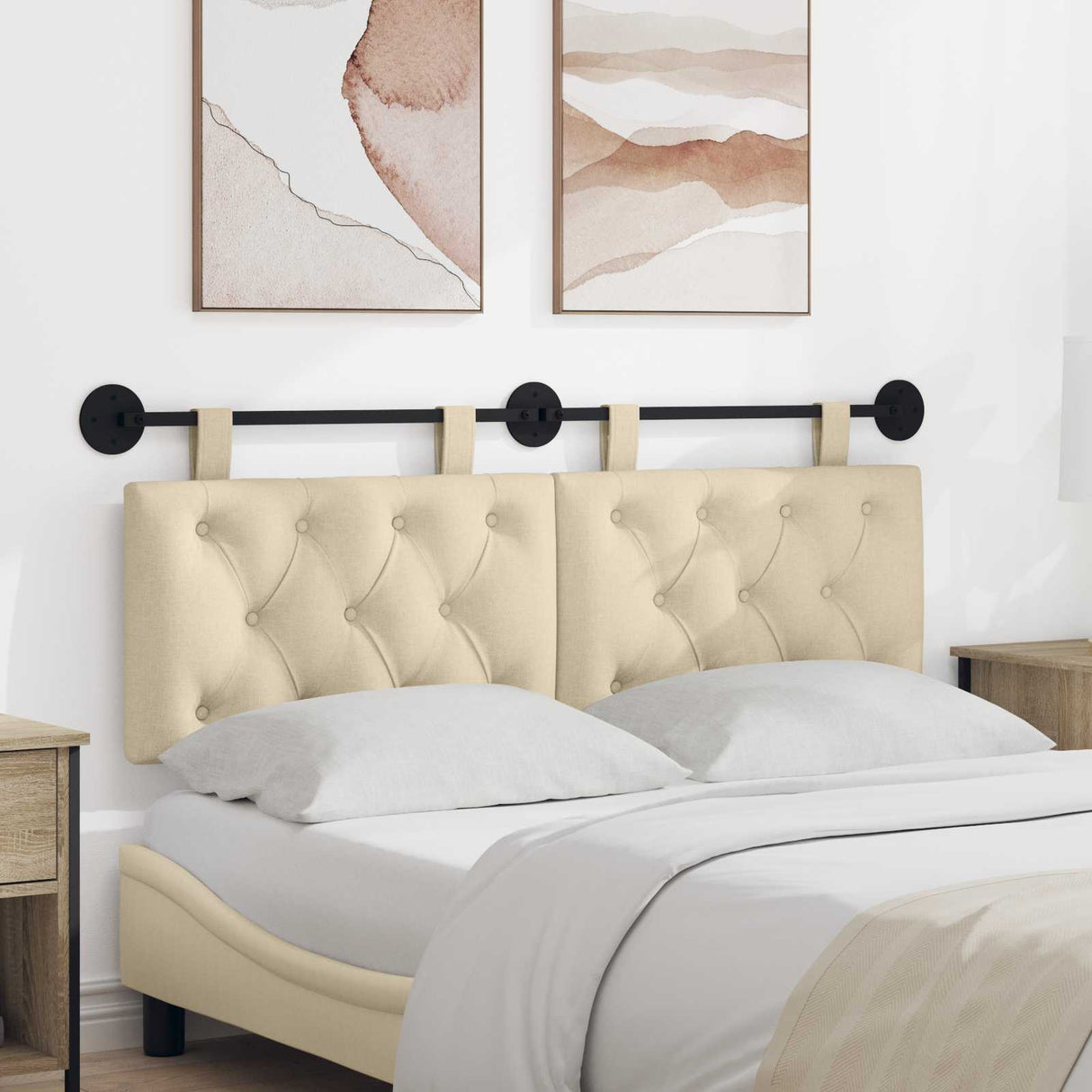 vidaXL Tête de lit suspendue Jean bleu 90 x 55 x 7 cm Tissu