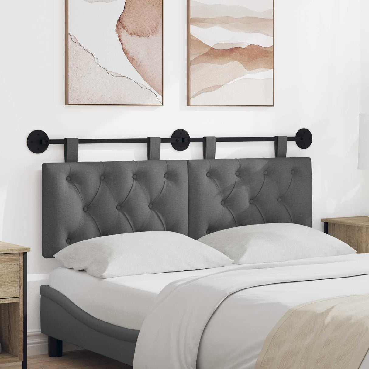 vidaXL Tête de lit suspendue Jean bleu 90 x 55 x 7 cm Tissu