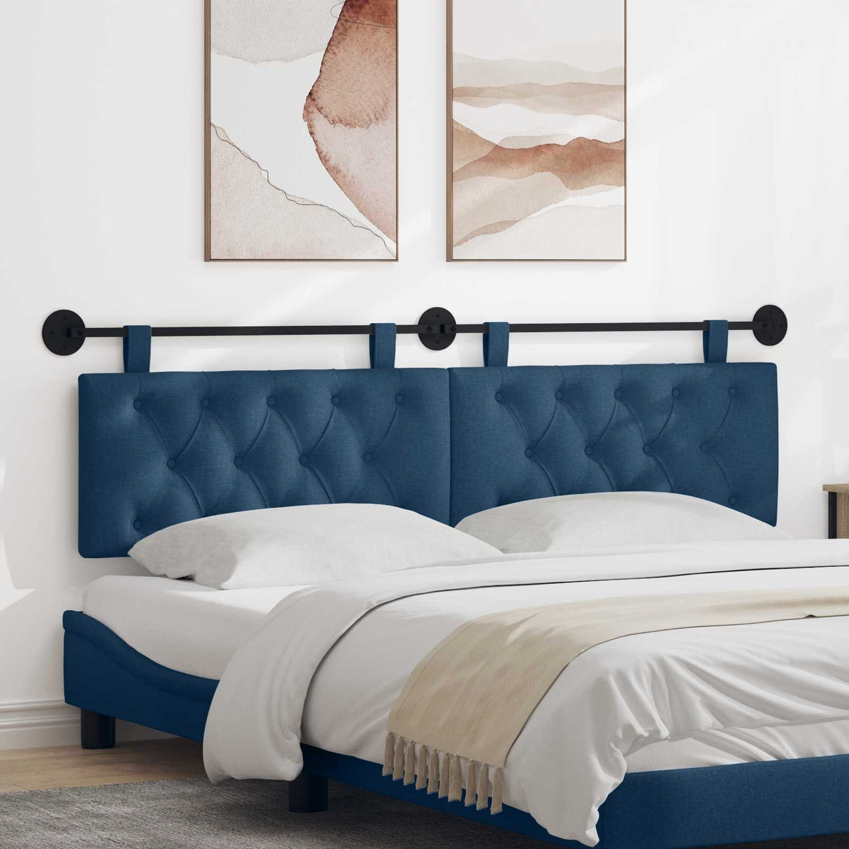 vidaXL Tête de lit suspendue Jean bleu 90 x 55 x 7 cm Tissu