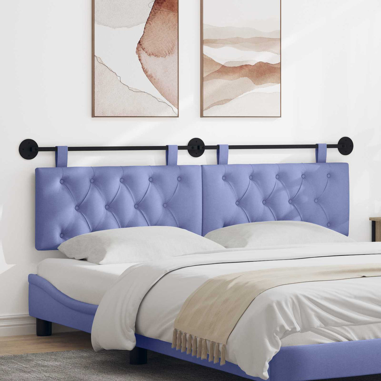 vidaXL Tête de lit suspendue Jean bleu 90 x 55 x 7 cm Tissu