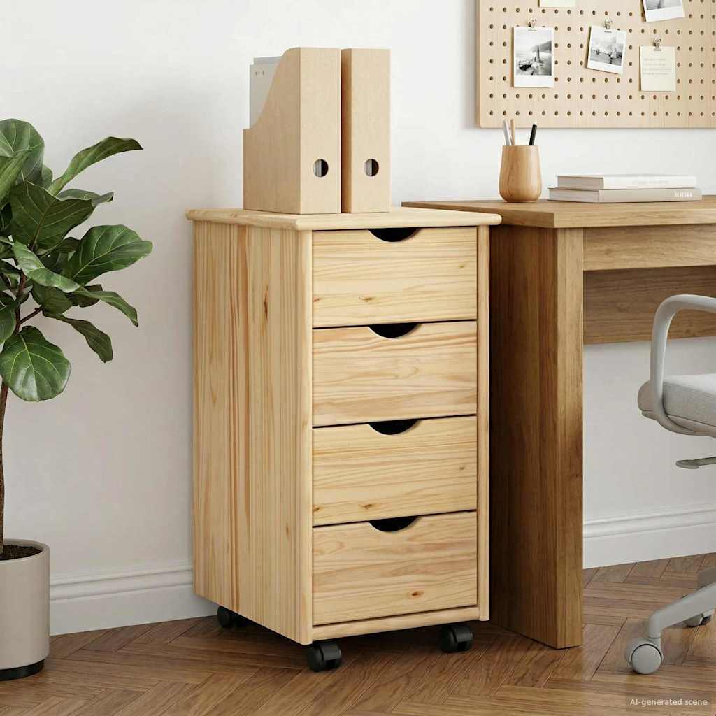 vidaXL Rolling Cabinet Honey Brown 34 x 39 x 65.5 cm Solid Spruce Wood