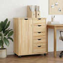 vidaXL Rolling Cabinet Honey Brown 63.5 x 39 x 79 cm Solid Pinewood