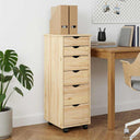 vidaXL Rolling Cabinet Honey Brown 34 x 39 x 93.5 cm Solid Spruce Wood