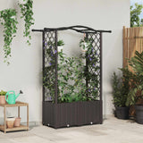 vidaXL Verhoogd Bed met Trellis en Dak Bruin 124 x 40 x 129 cm PP