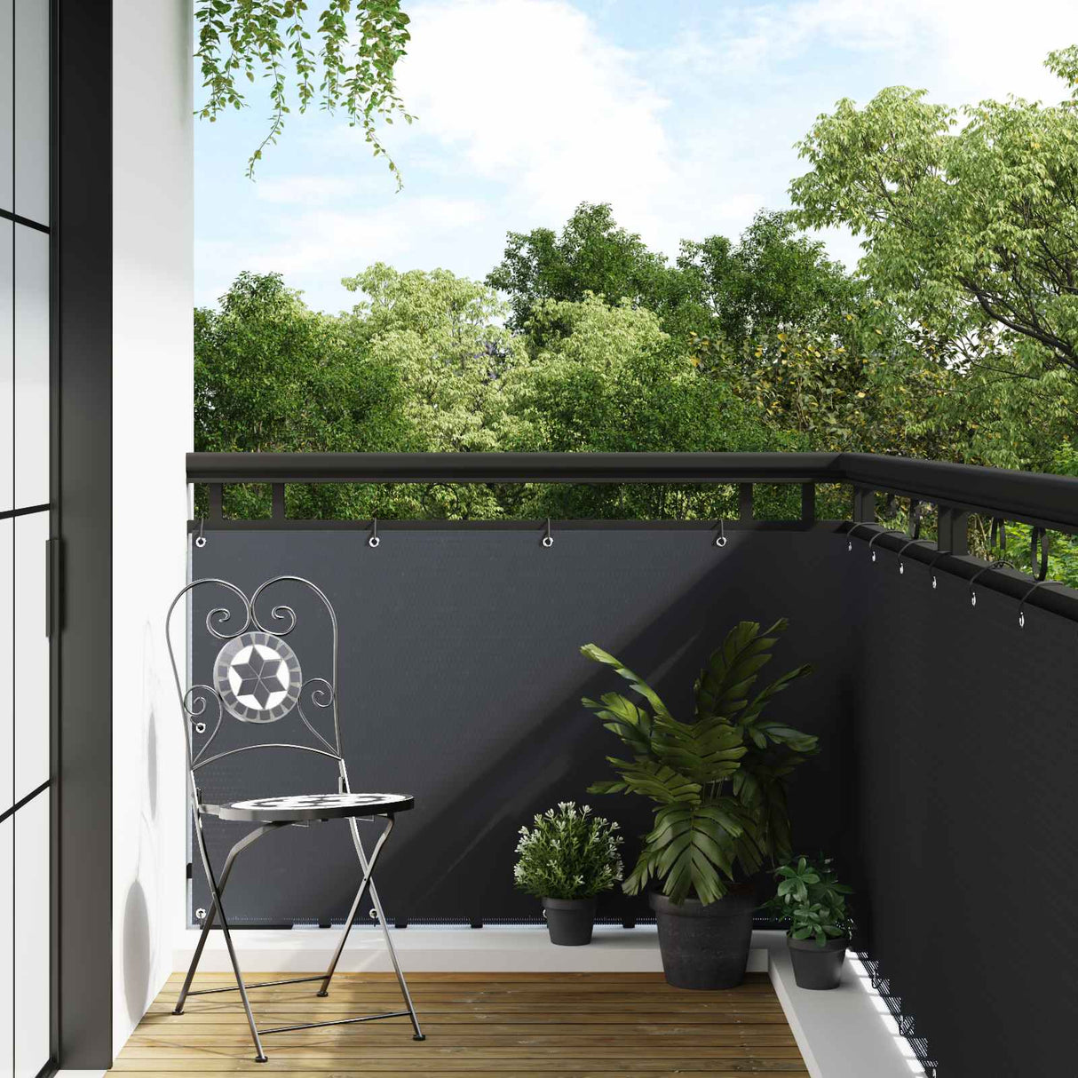 vidaXL Balkonscherm met Oogjes Antracietkleurig