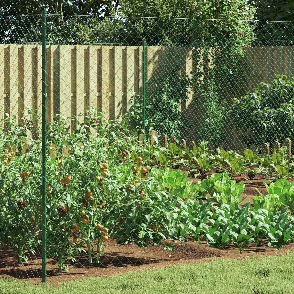 vidaXL Kettinglinkheining Groen 2 x 10 m Staal