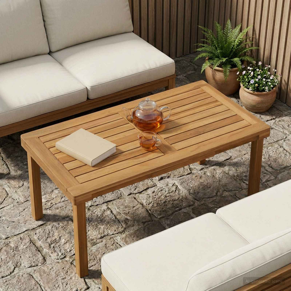 vidaXL Tabletop Rectangular Solid Teak Natural