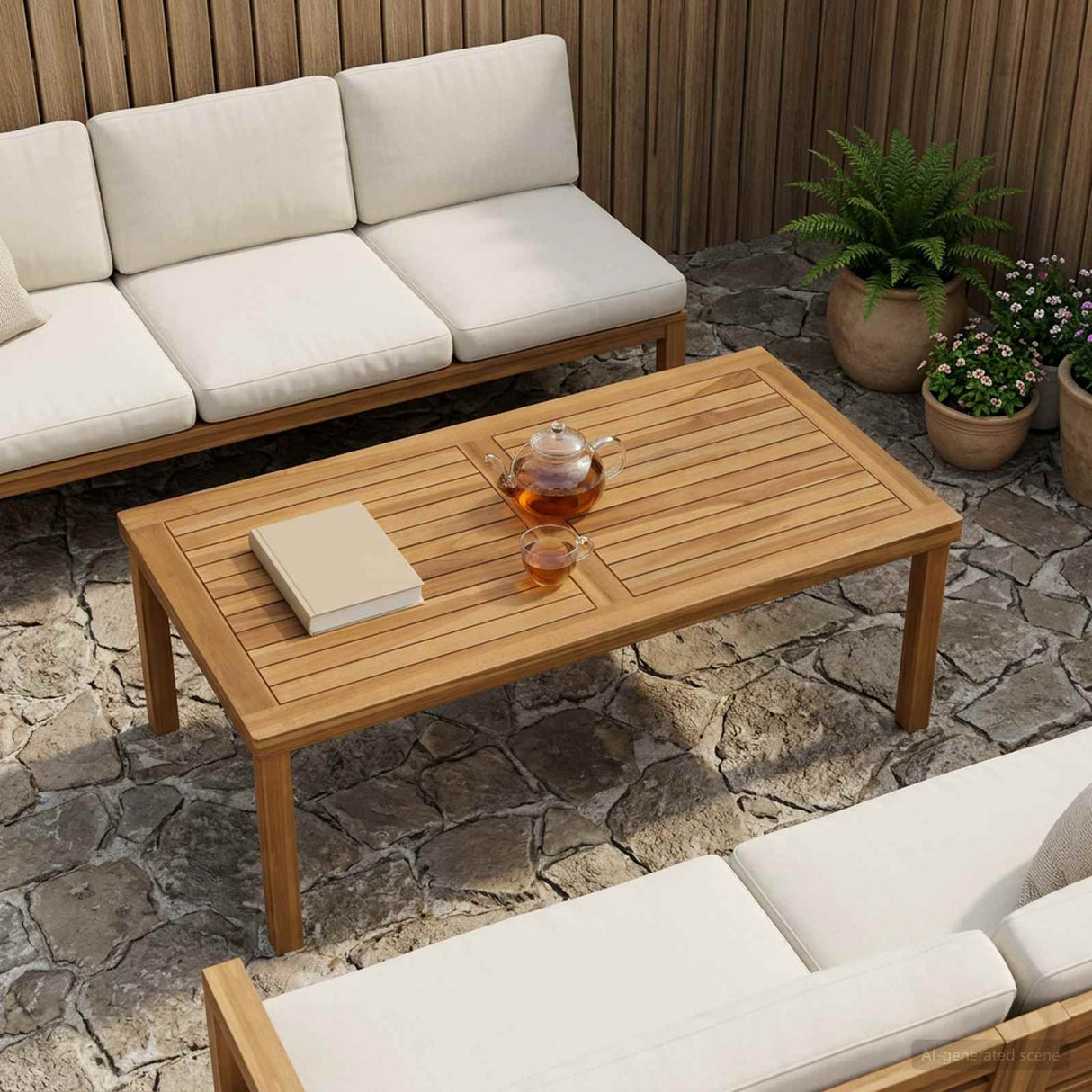 vidaXL Tabletop Rectangular Solid Teak Natural