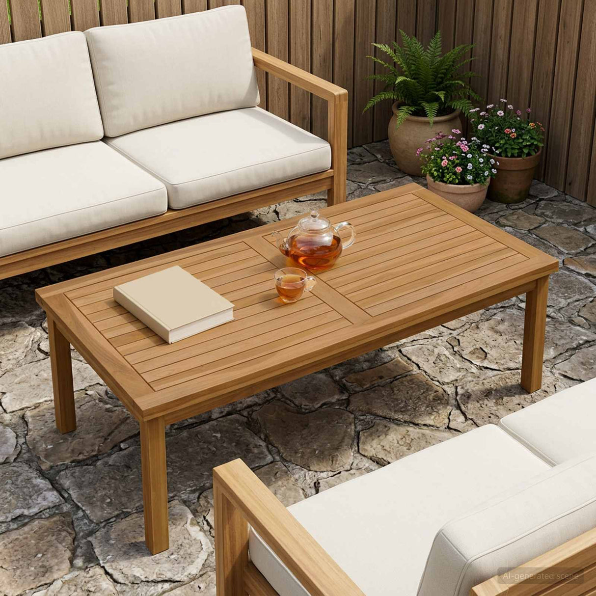 vidaXL Tabletop Rectangular Solid Teak Natural