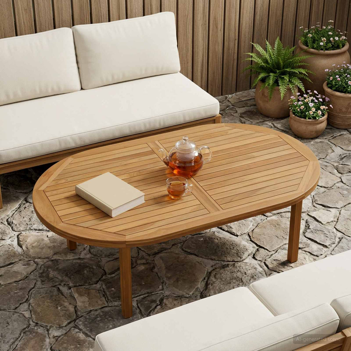 vidaXL Tabletop Rectangular Solid Teak Natural
