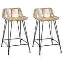 vidaXL Barkruk 2 pcs Naturel 44 x 45 x 76 cm Riet en Staal