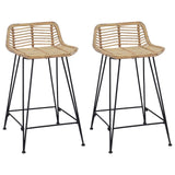 vidaXL Barkruk 2 pcs Naturel 44 x 45 x 76 cm Riet en Staal