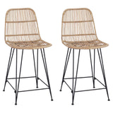 vidaXL Barkruk 2 pcs Naturel 44 x 54 x 96 cm Riet en Staal