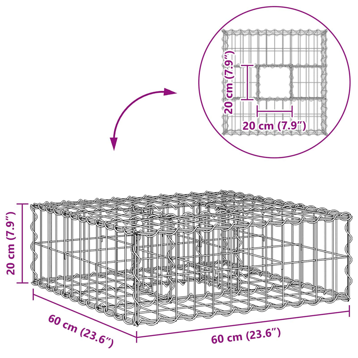 vidaXL Gabion verhoogd bed Zilver