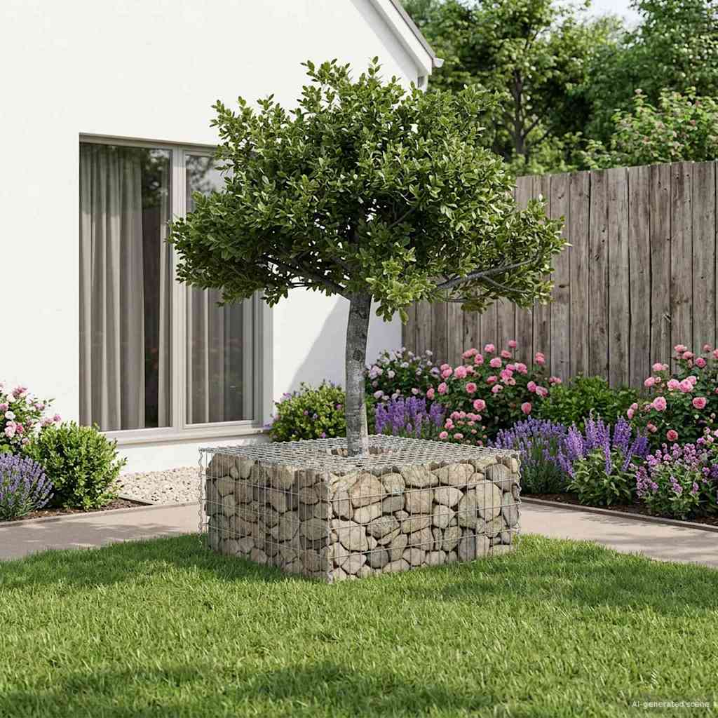 vidaXL Gabion verhoogd bed Zilver