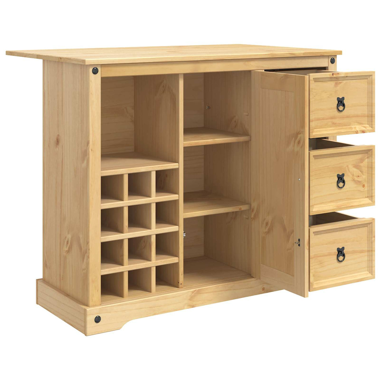VidaXL Kitchen Storage Honey Wax 112 x 70 x 91.5 cm Solid Pine