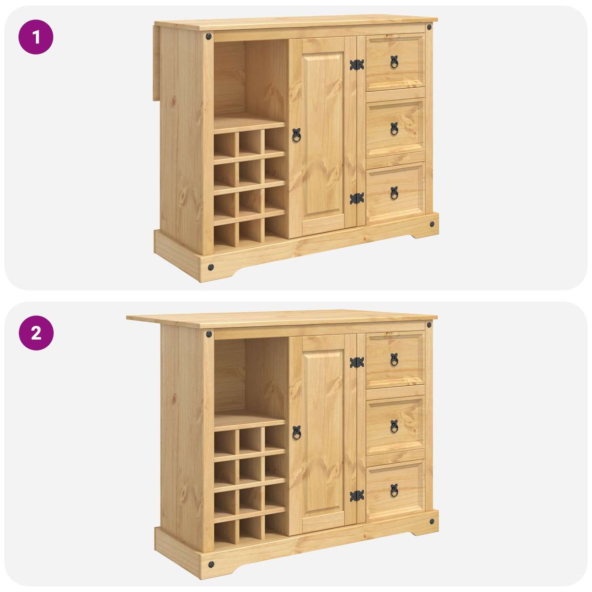 VidaXL Kitchen Storage Honey Wax 112 x 70 x 91.5 cm Solid Pine