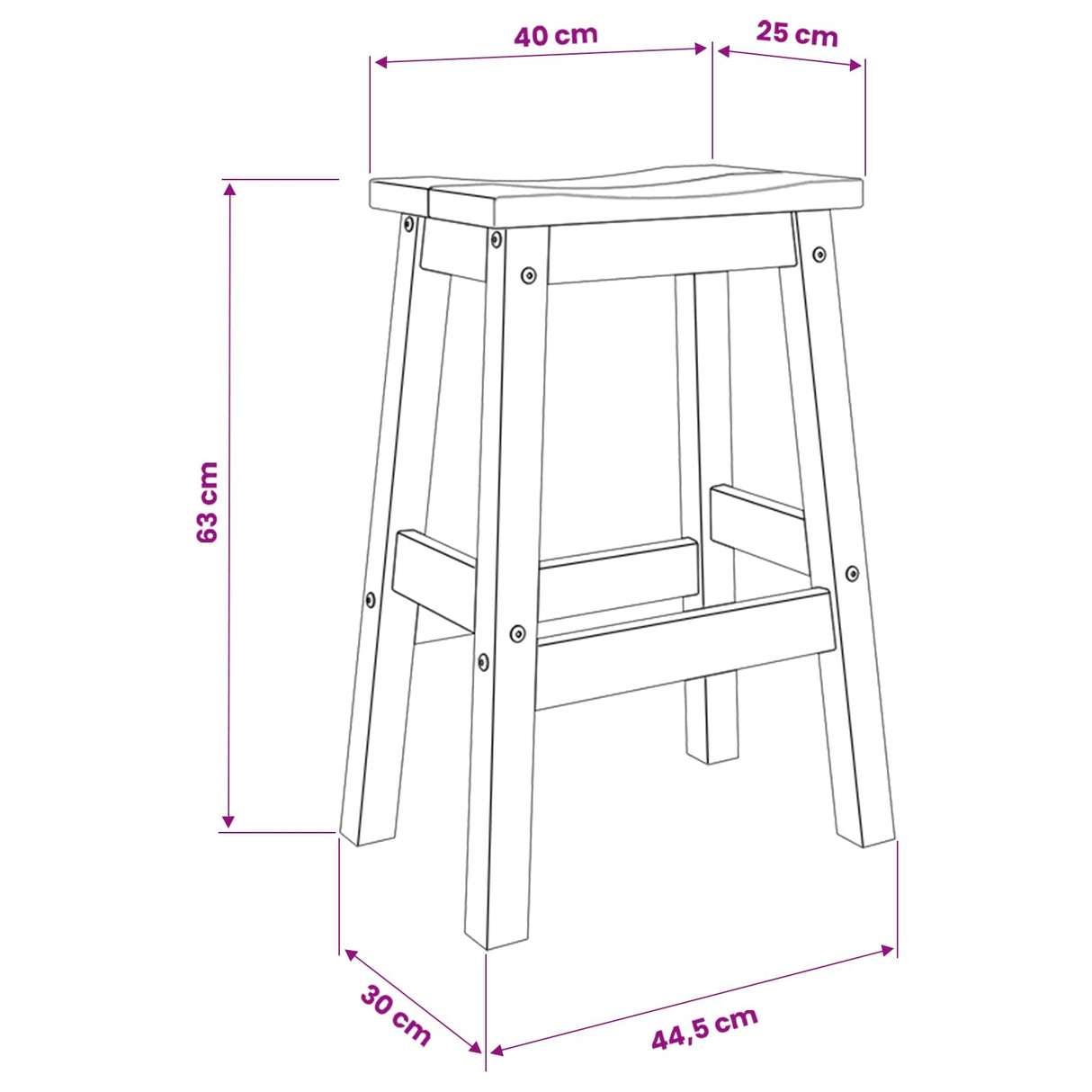 VidaXL Barkruk 2 pcs Honingwas 44 x 30 x 63 cm Massief grenen