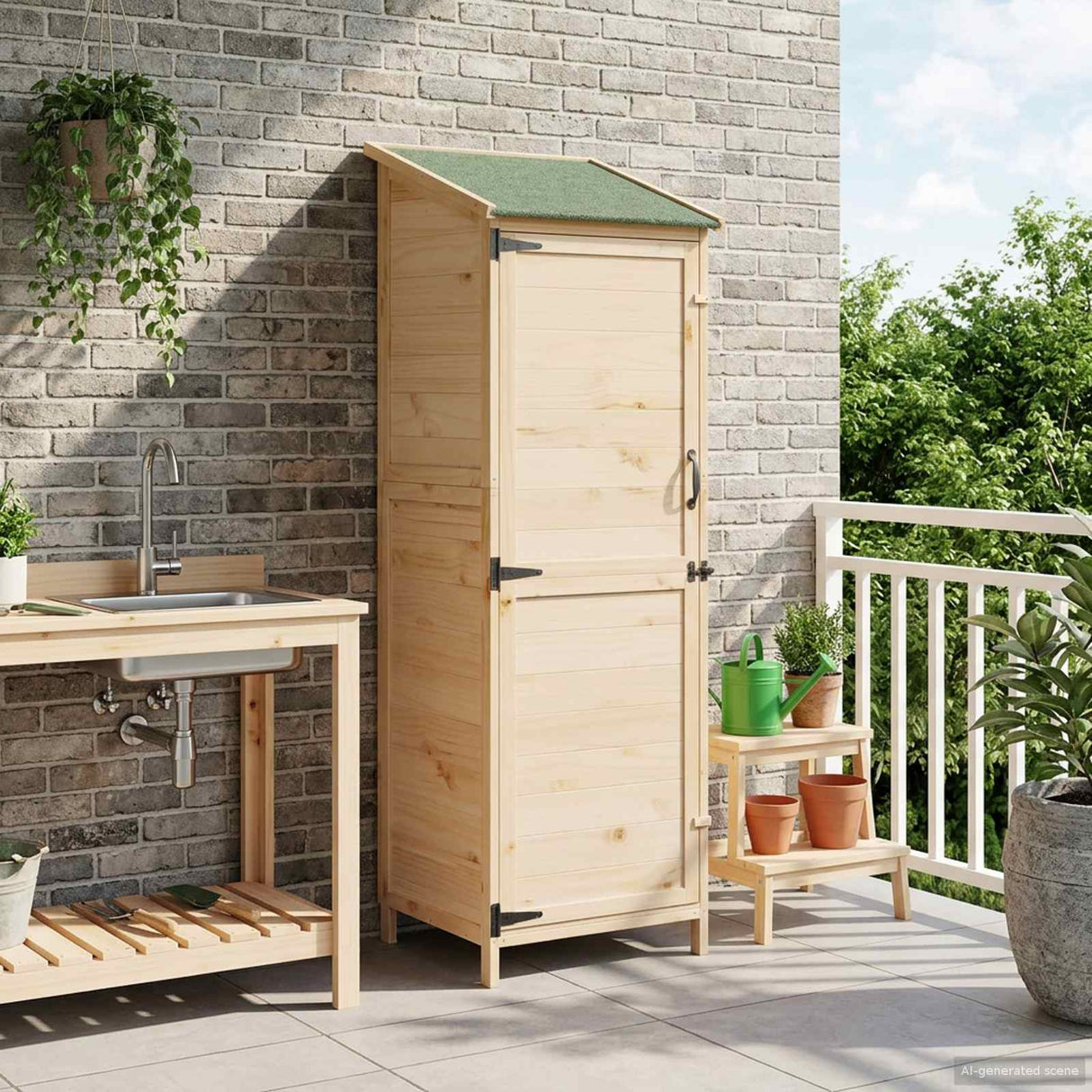vidaXL Tuin Shed met dak Naturel 59 x 56 x 113,5 cm Massief Vurenhout