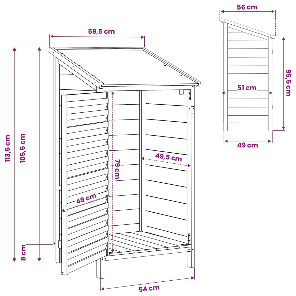 vidaXL Tuin Shed met dak Naturel 59 x 56 x 113,5 cm Massief Vurenhout