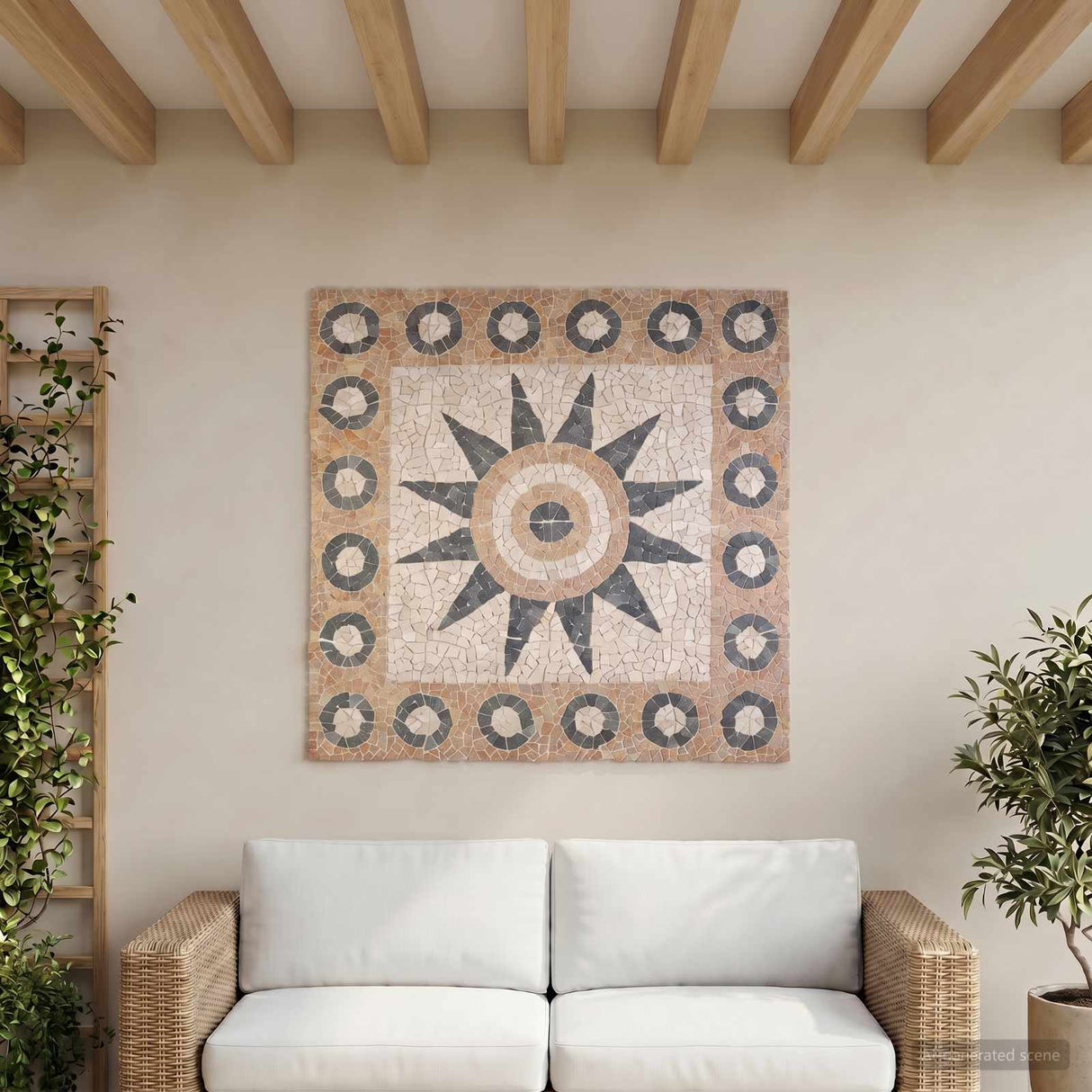 vidaXL Mosaic Tegels Bloem Patroon Meerkleurig 120 x 120 cm Marmer