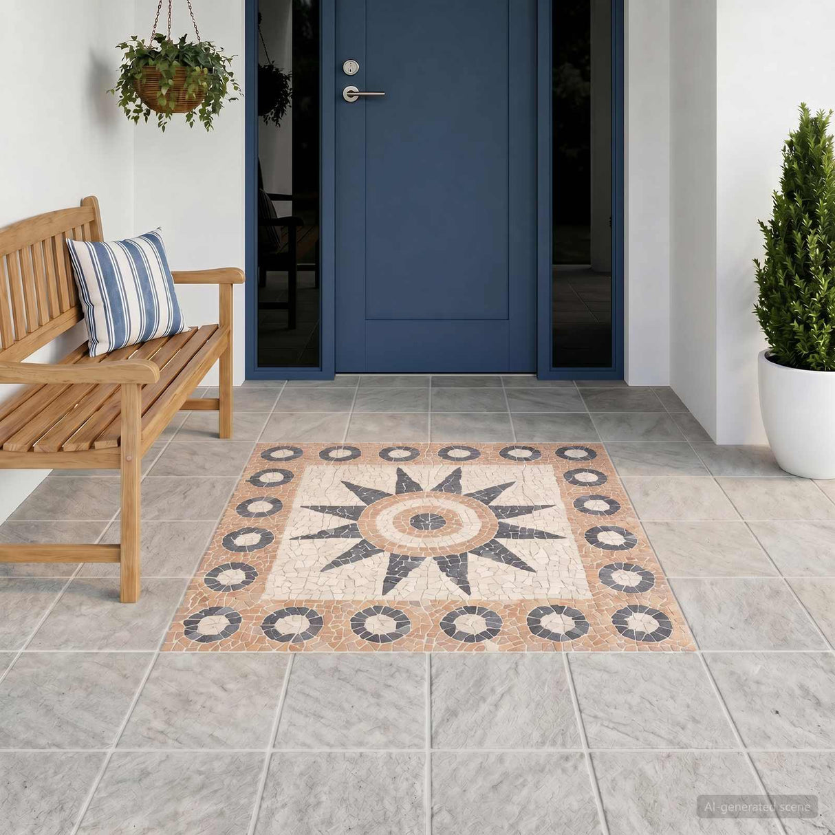 vidaXL Mosaic Tegels Bloem Patroon Meerkleurig 120 x 120 cm Marmer