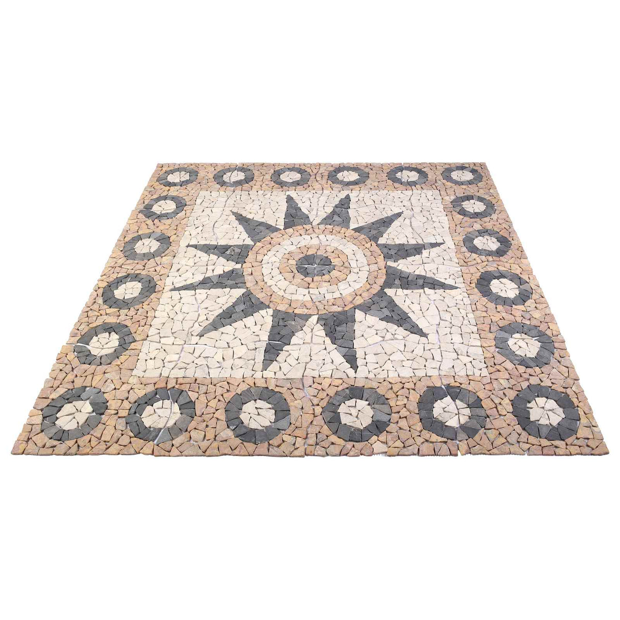vidaXL Mosaic Tegels Bloem Patroon Meerkleurig 120 x 120 cm Marmer