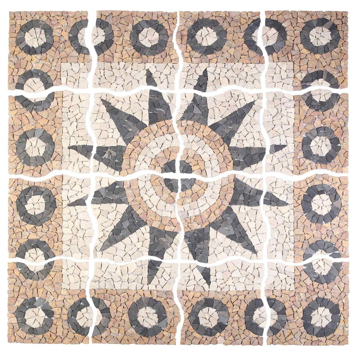 vidaXL Mosaic Tegels Bloem Patroon Meerkleurig 120 x 120 cm Marmer