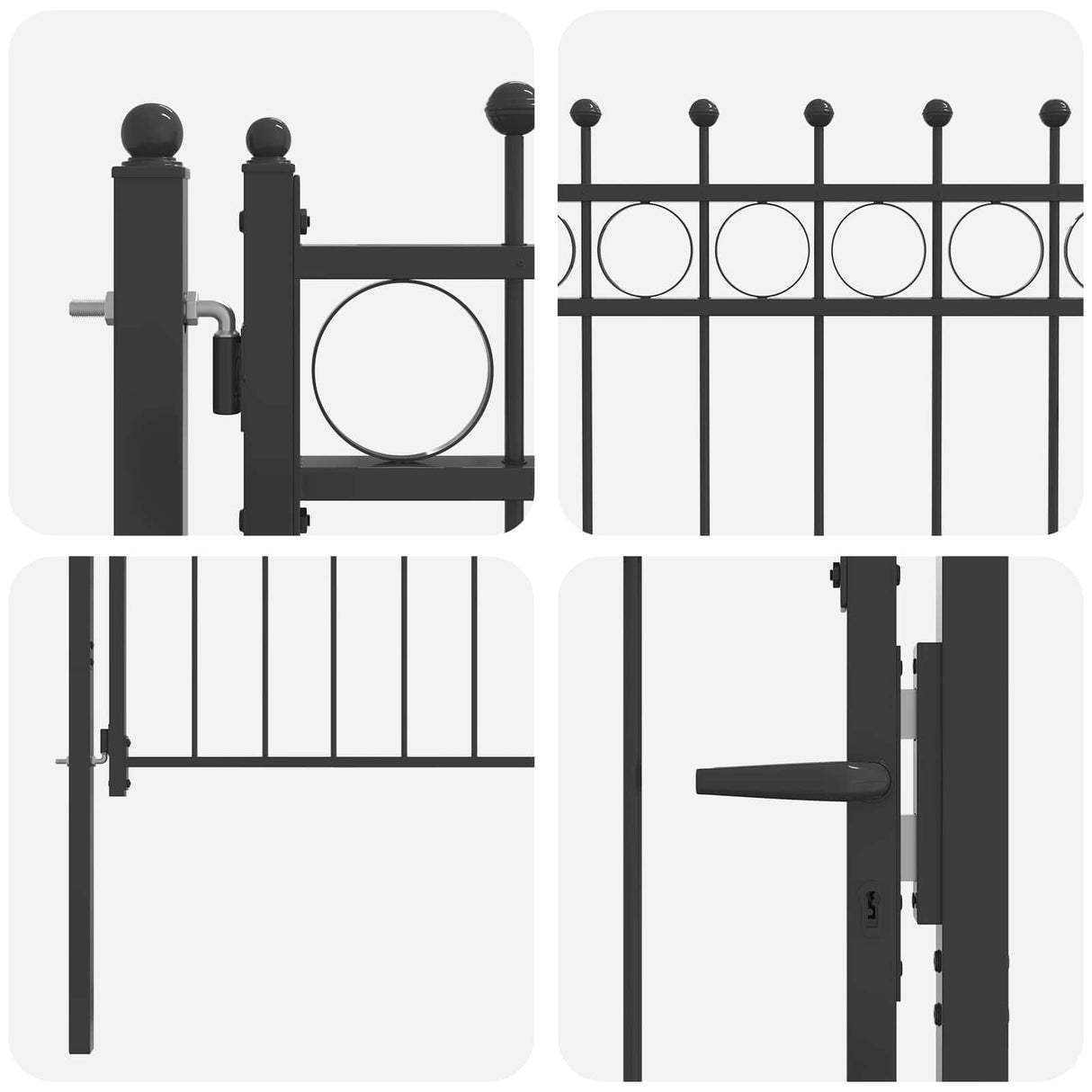 vidaXL Gate HORST 100 x 75 cm Metal Black Lockable