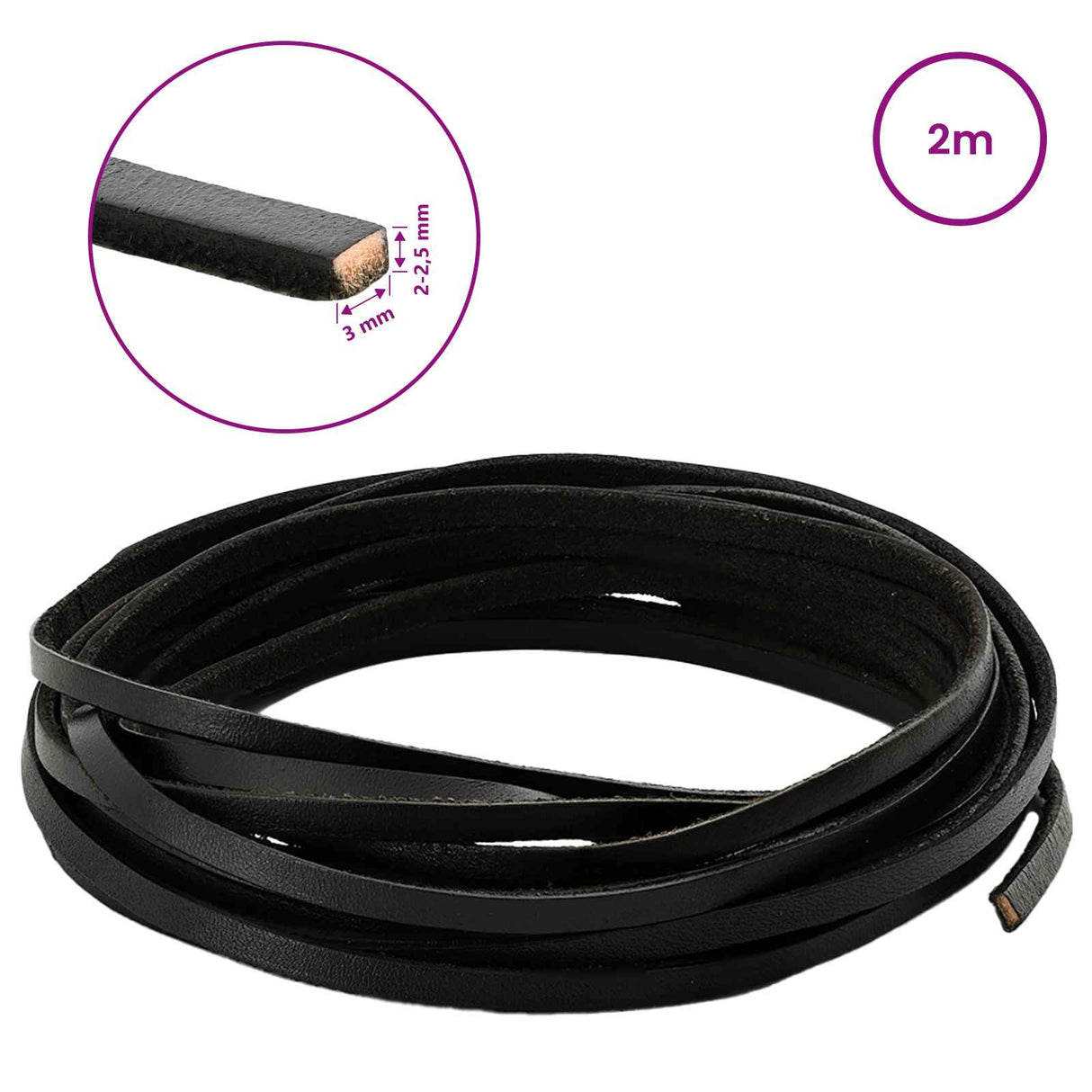 vidaXL Leren riem Zwart 200 x 0,3 cm Leer