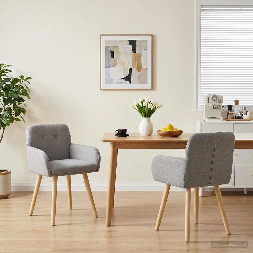 vidaXL Eetstoelen 4 pcs Bouclé Lichtgrijs 59 x 57 x 85 cm