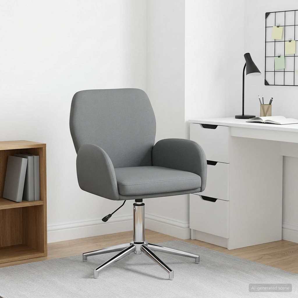 vidaXL Swivel Chair 54 x 58 x 90 cm Light Grey Fabric