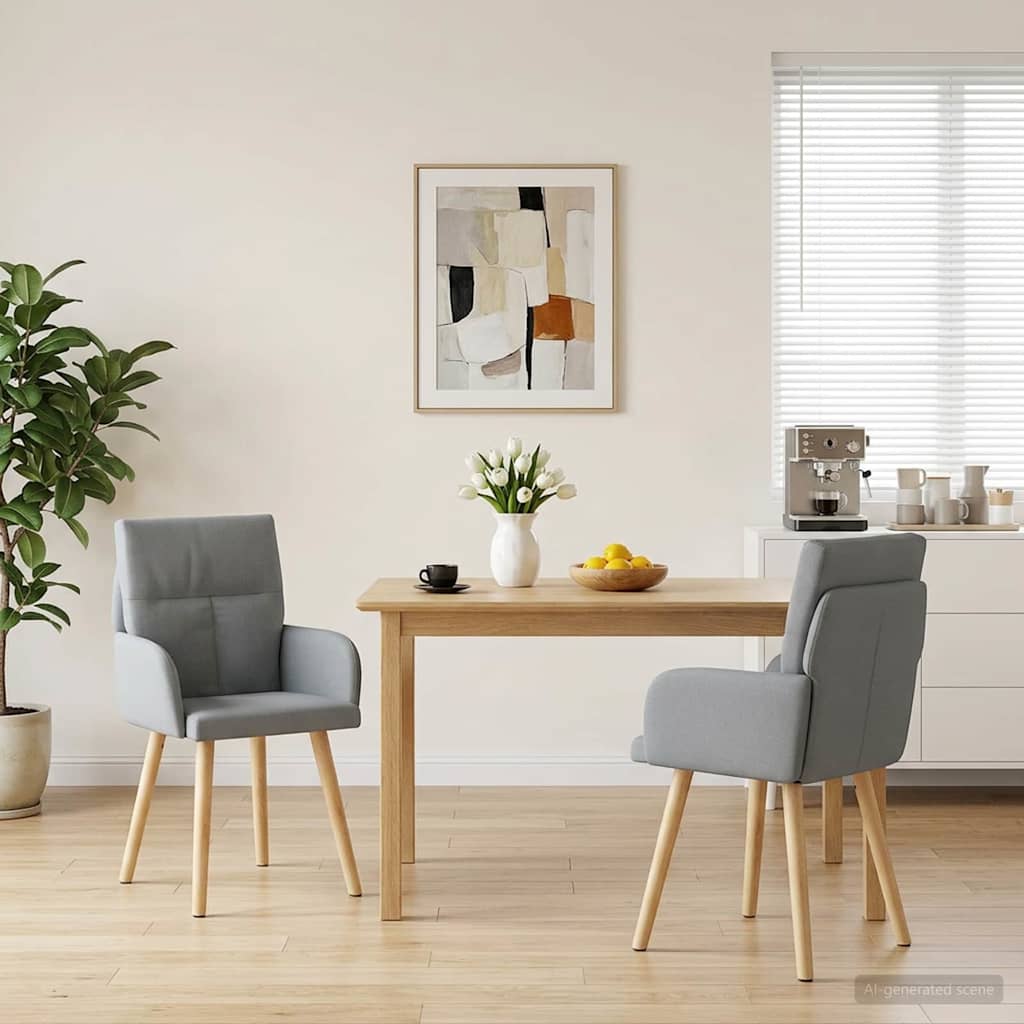 vidaXL Eetstoelen 4 pcs Stof Lichtgrijs 60 x 56 x 96 cm