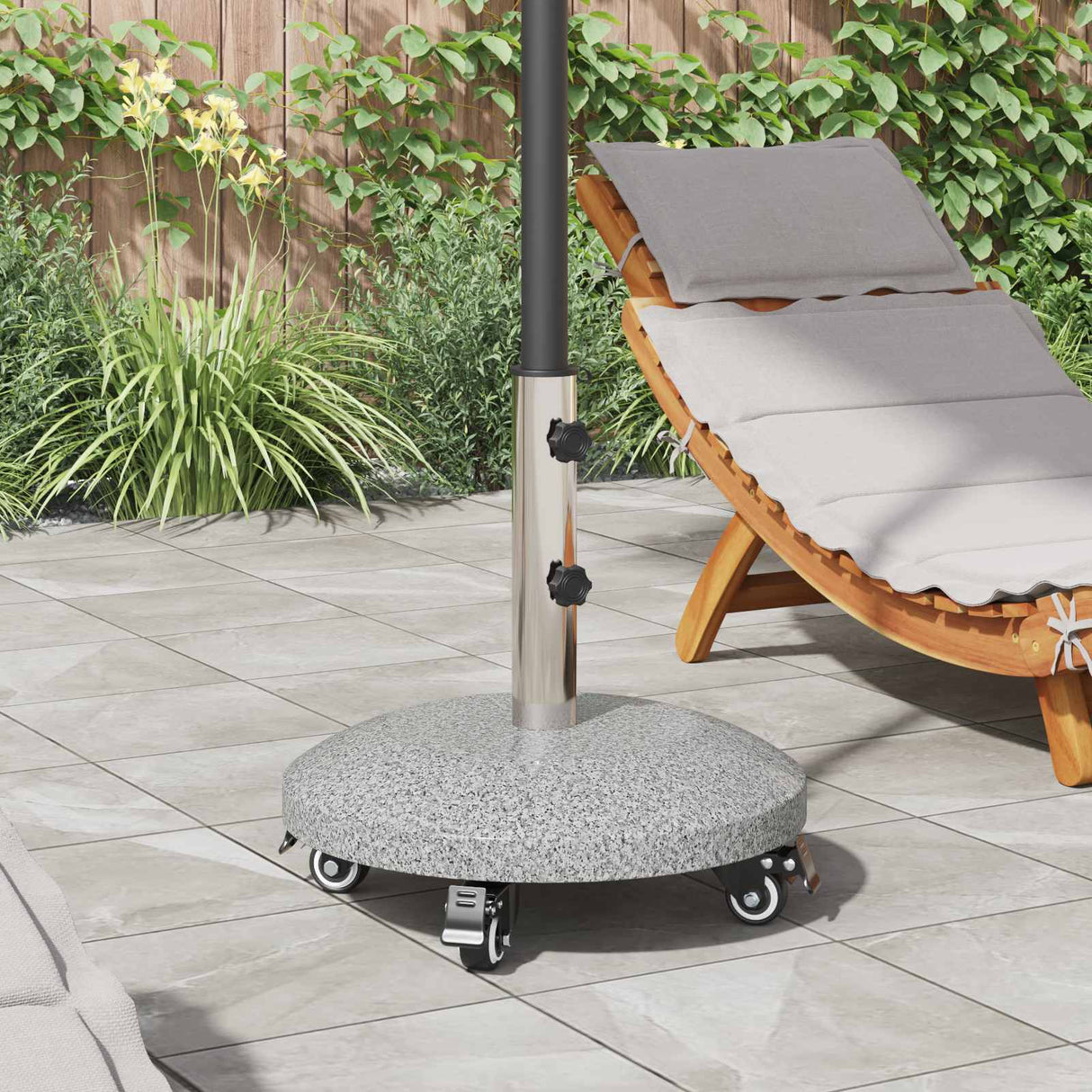 vidaXL Parasolvoet voor 40-50 mm paal 26.75 kg Zwart Graniet en RVS