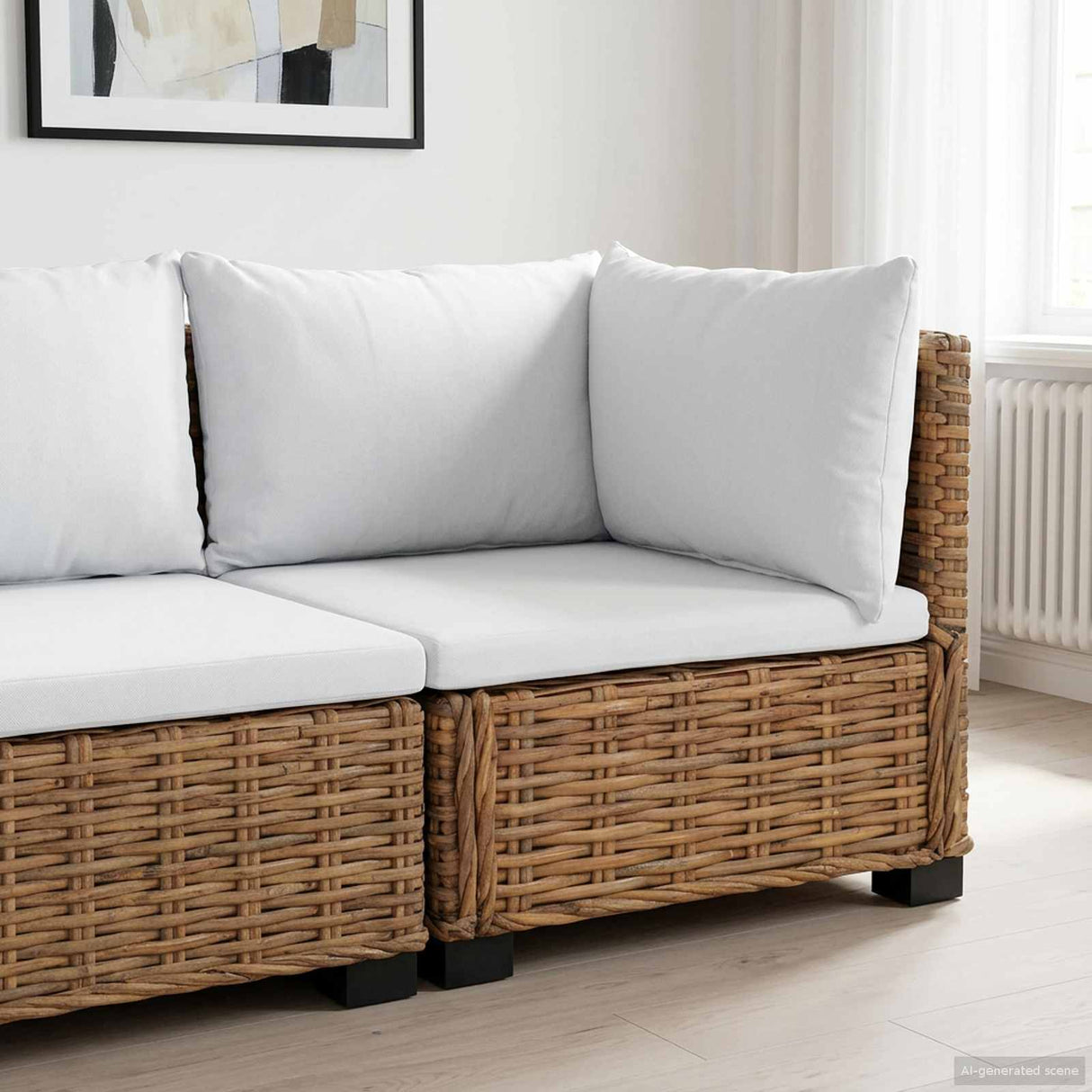 vidaXL Hoeksofa met kussens GENDT Natuurlijk Riet Naturel