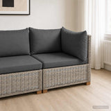 vidaXL Hoeksofa met kussens GENDT Natuurlijk Riet Naturel