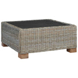 vidaXL Footrest with Cushion GENDT Natural Rattan Natural