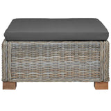 vidaXL Footrest with Cushion GENDT Natural Rattan Natural