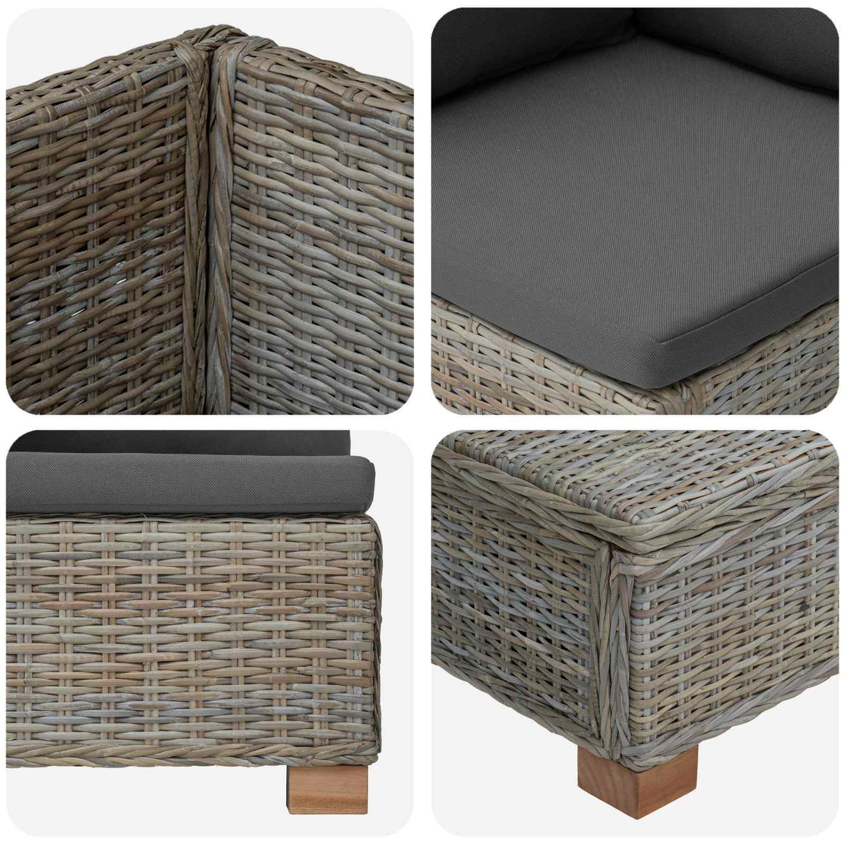 vidaXL 2 st Rieten Loungeset met Kussens GENDT Natuurlijk Riet Naturel
