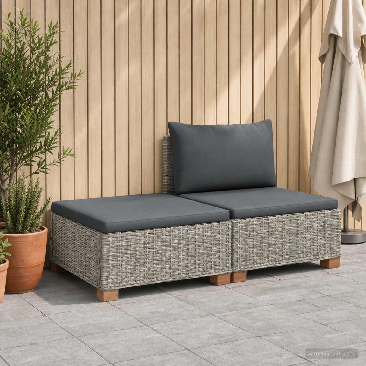 vidaXL 2 st Rieten Loungeset met Kussens GENDT Natuurlijk Riet Naturel