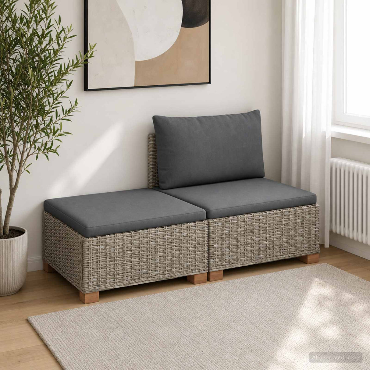 vidaXL 2 st Rieten Loungeset met Kussens GENDT Natuurlijk Riet Naturel