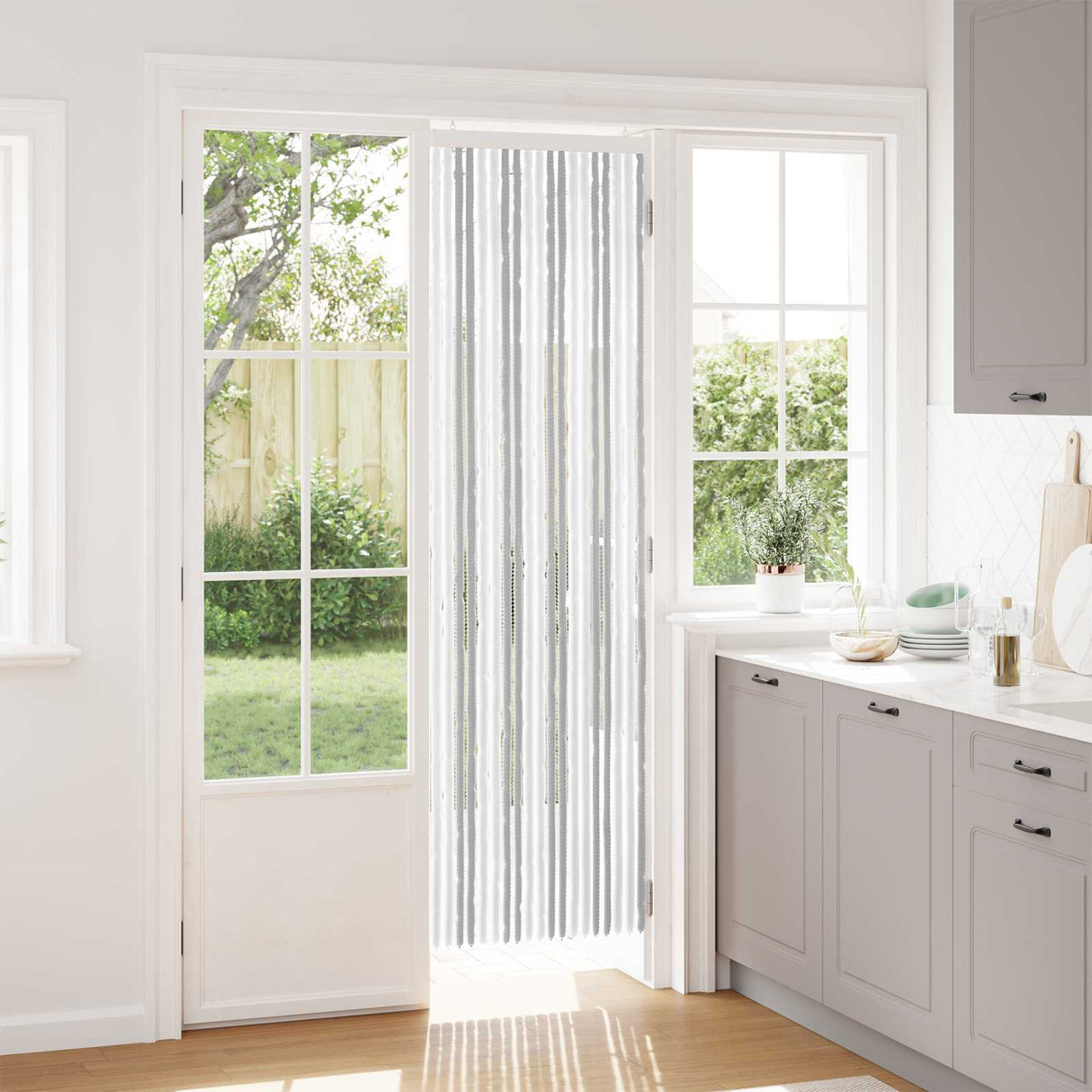 vidaXL Vliegengordijn 90x220 cm chenille beige en lichtbruin