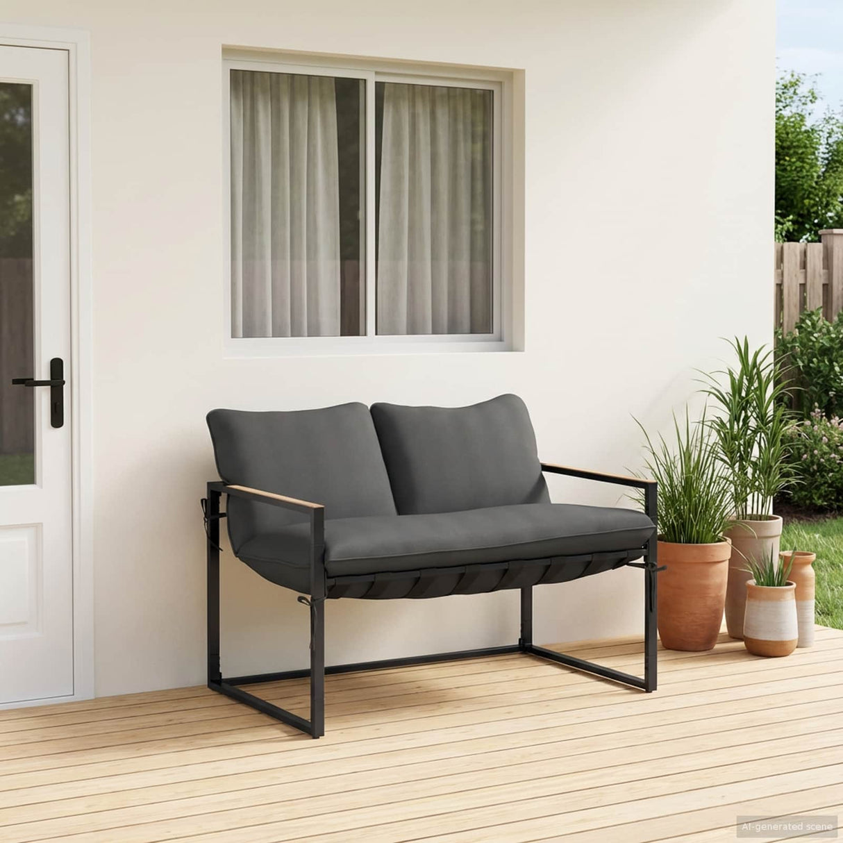 vidaXL Tuinbank Set 3 pcs Zwart en Anthraciet Staal